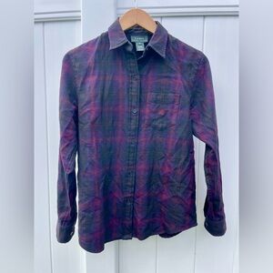 S Wool Purple/Black/Red Plaid Button Down Flannel Shirt